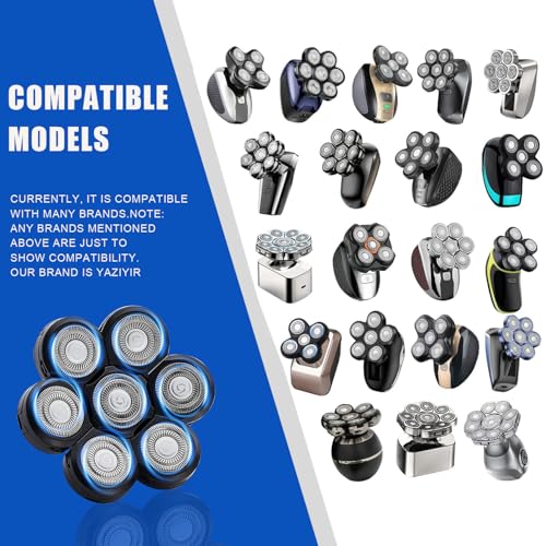 7 Head Shaver Replacement Razor Heads for Many Brands Bald Men's Electric Foil Shaver Replacement,Universal Shaver Replacement Blades for Electric Razor for Men Bald and Face (Black 7 Head/3PCS)