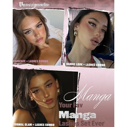 Manga Lash Clusters Kit Thick Eyelash Clusters Kit with Spikes Anime Cluster Eyelash Extensions with Bottom Lashes DIY Volume Individual Lashes Wispy False Eyelashes Kit by Vanssymunlin 10-18mm 204pcs