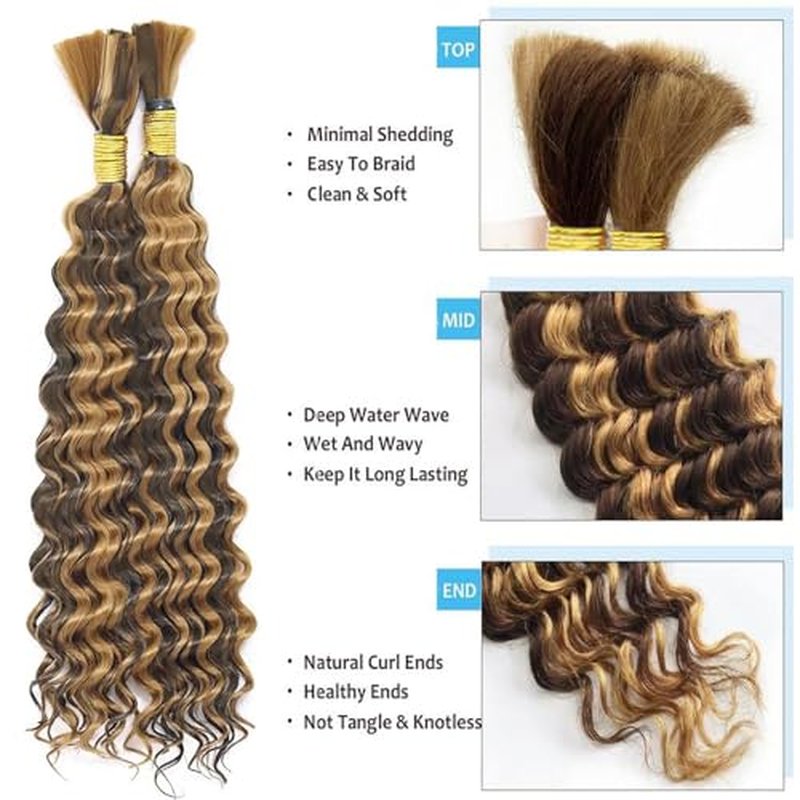 P4/27 Deep Wave Human Hair Bundles - 28 Inch, 2 Pack