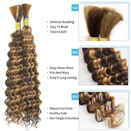 P4/27 Highlight Brown Human Hair Braiding Extensions - 18 Inch