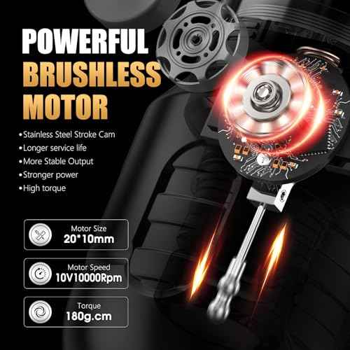 Ambition Zetton Wireless Tattoo Machine with Extra 2400mAh Battery Brushless Motor Straight Drive Bar Color Touch Display Rotary Tattoo Gun Cartridge Pen Supply for Professional Tattoo Artists