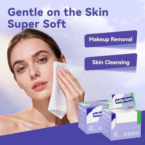 Disposable Face Towels, 10"¡¿12" XL Face Towelette Disposable, Soft Makeup Remover Dry Wipes, Thick Facial Tissue for Women Cleansing, Skin Care, 50 Count (1 Pack)