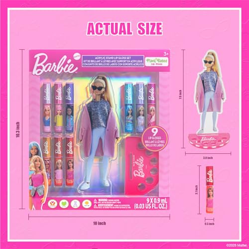 Barbie Lip Gloss Set with Acrylic Stand - 9 Plant-Based Glosses