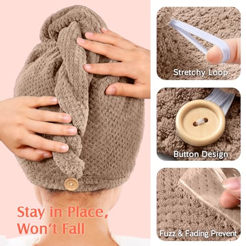 YFONG Microfiber Hair Towel Wrap - Quick Dry Turban for Women, 2-Pack
