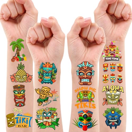 Tiki Hawaiian Luau Temporary Tattoos - 10 Sheets 100PCS