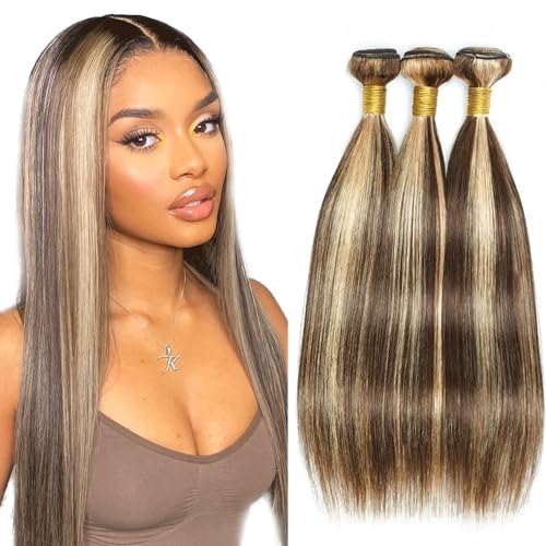 Fridnae P4/613 Ombre Blonde Straight Human Hair Bundles - 3 Pack