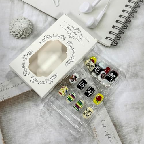 Back to School Press On Nails - 24 Pcs Cute School Design