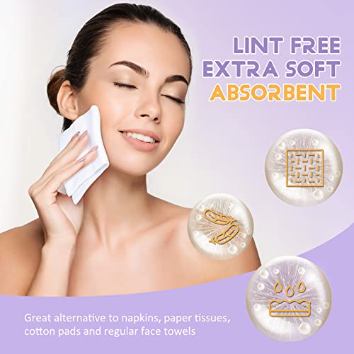 100 Count Disposable Face Towels Ultra Soft Hand Washcloth Lint-Free Dry Wipes Biodegradable Facial Cleansing Towelettes (100 Count 1 Pack)
