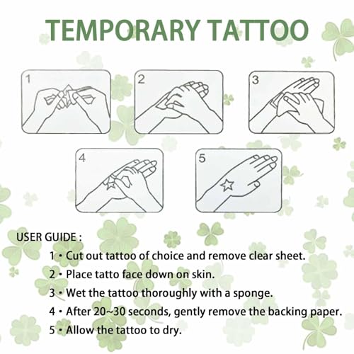 St Patrick's Day Temporary Tattoos - 26 Sheet Shamrock Face Stickers