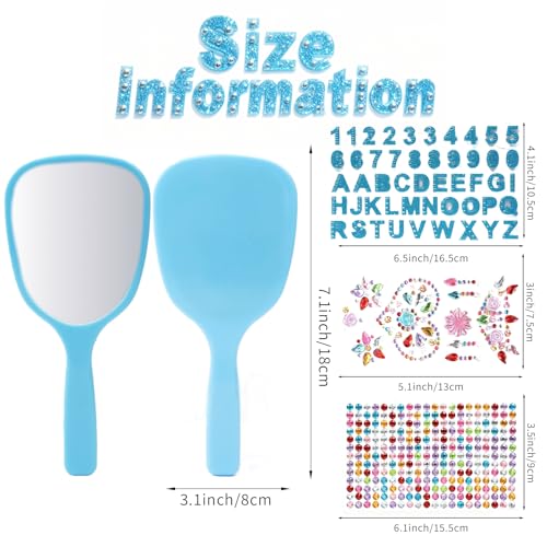 Handheld Mirrors with Gem Stickers - 6 Pack DIY Craft Kit
