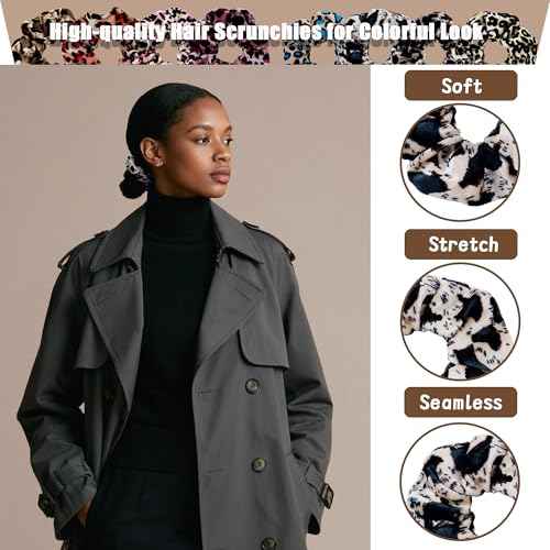 12 Pcs Scrunchies for Women, Girls Velvet Bulk Hair Scrunchie, Elastic Soft Ponytail Holder Hair Ties, Classic Hair Bands Perfect for Girls Hair Accessories(Leopard Print)