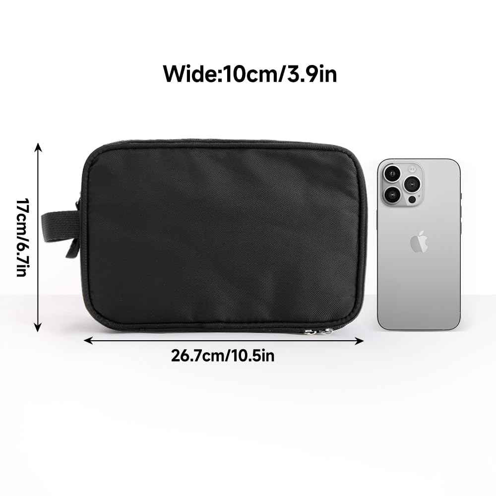 WIBKAE Toiletry Bag for Men Travel, Large Capacity Water-resistant Hanging Dopp Kit with Multiple Pockets, Shaving Organizer for Bathroom Essentials (Black)