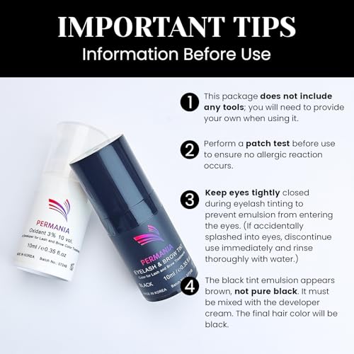 PERMANIA Lash Color Kit Black, 10 ml Instant Volumizing Coloring for Lashes and Brows Lasts up to 4 Weeks (Without Tools)