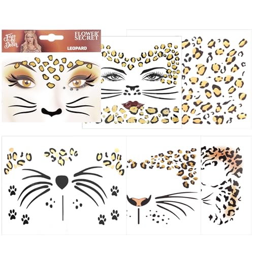 Cheetah Face Stickers Temporary Tattoos for Halloween Costume