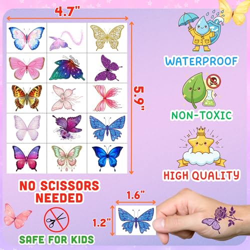 Glitter Butterfly Temporary Tattoos - 60Pcs Party Favors