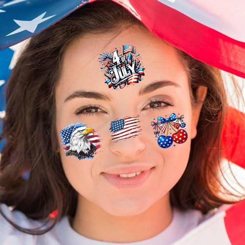 49 Sheets 4th of July Temporary Tattoos - Patriotic USA Flag