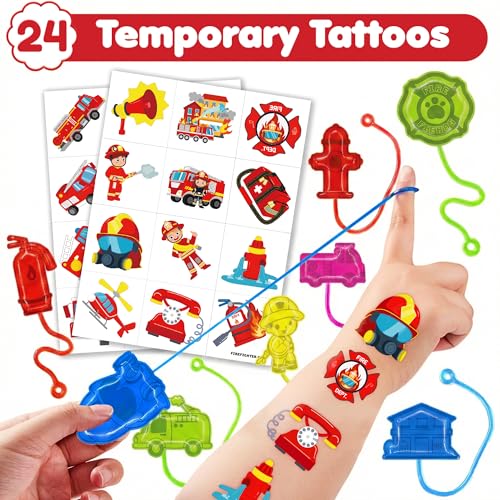 48pc Firefighter Party Favors Set - Stick Hands & Tattoos