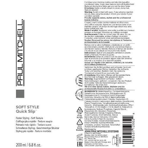 Paul Mitchell Quick Slip Styling Cream, Faster Styling + Soft Texture, For All Hair Types, 6.8 fl. oz.