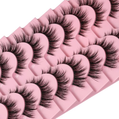 QUNETY Cat Eye False Eyelashes - Wispy Lash Strips for Daily Glam