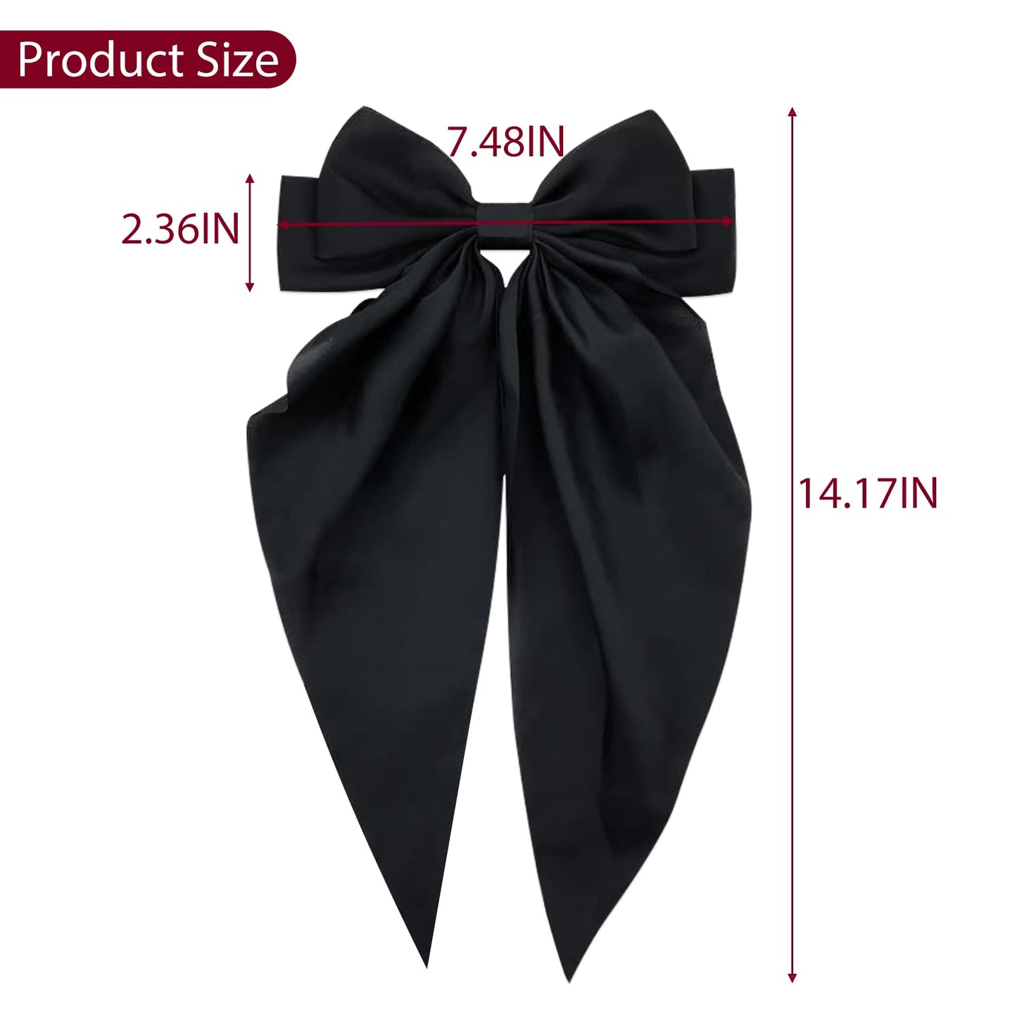 YEAHACLUB Hair Clips for Women, Satin Large Bow Hair Accessories French Elegant Hair Barrettes Metal Clips Aesthetic Bow Hair Clips for Women Long Hair Ponytail(3PCS)