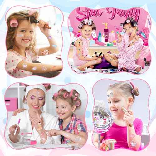 Konsait Spa Party Favors Spa Kids Tattoos Temporary for Girls, 99 Pcs+ Fake Tattoos Slumber Party Supplies for Girls Spa Day Party Supplies Birthday Makeup Party Favors
