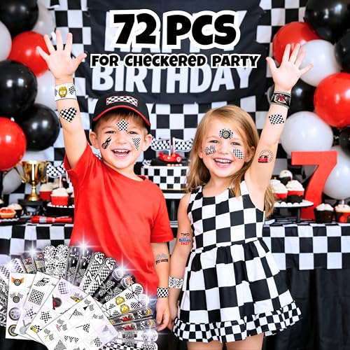 Racing Party Favors - 48 Tattoos & 24 Slap Bracelets
