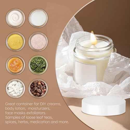 2 oz Glass Jars with Lids, Bumobum 7 pack Clear Small Jar with White Lids, Blank Labels & Inner Liners, 60 ml Empty Round Cosmetic Containers for Sample, Powder, Cream, Lotion, Spice