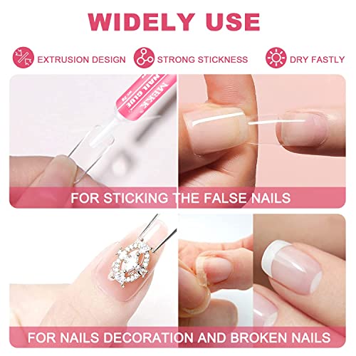 Nail Glue with UV LED Nail Lamp Cordless Flash Cure Gel Nail Lamp,Super Strong Nail Glue for Acrylic Nails Long Lasting,Fast Curing Gel Polish Lamp Auto Sensor 4 Timer Setting,Professional Nail Lamp w