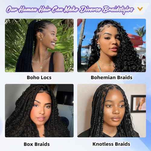 Deep Wave Human Braiding Hair for Boho Braids ? 14 Inch 120g 3 Bundles/Pack Chocolate Brown, 100% Unprocessed 12A Brazilian Virgin Hair Bulk, No Weft, Wet & Wavy Curly Knotless Extensions