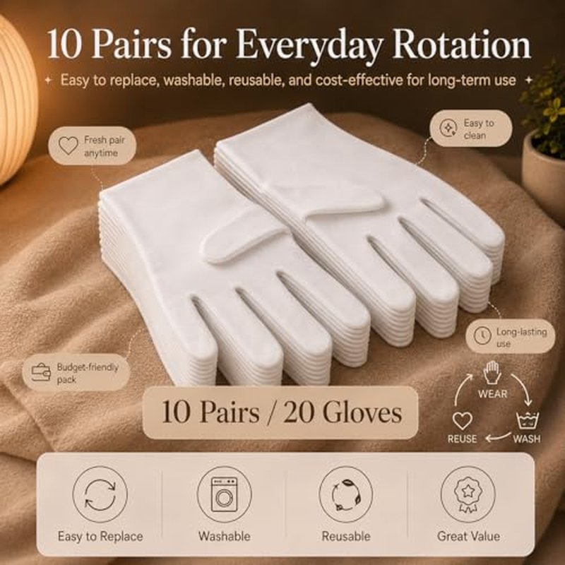 10 Pairs Cotton Moisturizing Gloves for Dry Hands Care