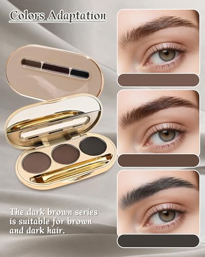 Waterproof Eyebrow Powder Kit with Brush, Razor & 10 Stencils