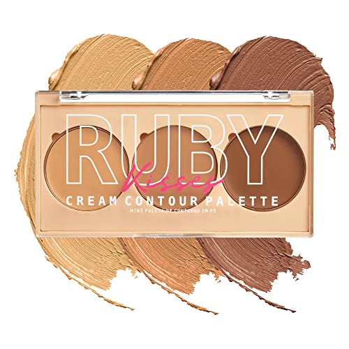 Ruby Kisses Contour Palette 3-In-1 Contour, Conceal, Highlight All-In-One Mini Palette, Long-Lasting, Easy to Blend Cream Contour Palette for Oily and Dry Skin (Medium to Tan)