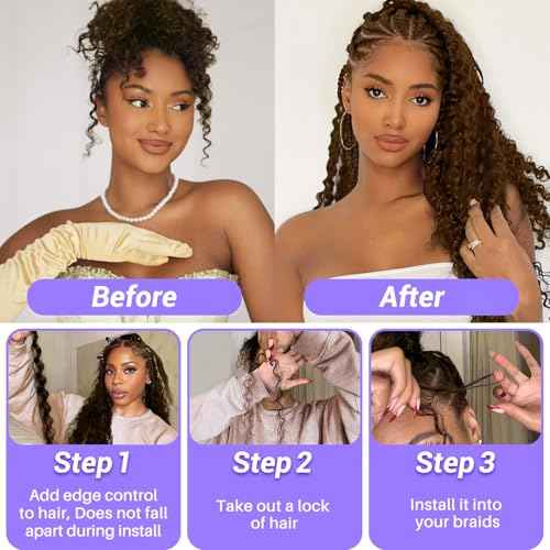 Human Braiding Hair for Boho Braids 110g 22 Inch Deep Wave Boho Bulk Human Hair for Braiding Knotless 12A Wet and Wavy Bohemian 3 No Weft Bundles/Pack Curly Braids Brown