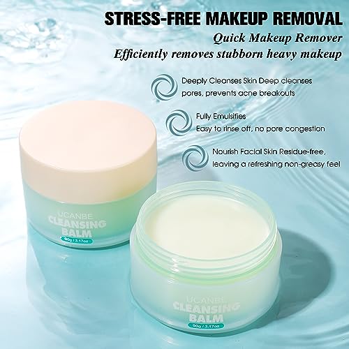 UCANBE Cleansing Balm Makeup Remover - 3.17oz, Natural Gentle, Deep Cleaning, Makeup Cleansing Balm for Waterproof Eye Face Lip Makeup, Made for All Skin Types