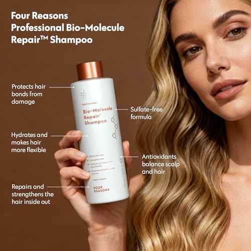 FOUR REASONS Bio-Molecule Bond Repair Shampoo for Color Treated Hair ? Moisturizing, Strengthening & Anti Frizz Shampoo for Damaged Hair ? Sulfate Free, Vegan & Cruelty Free, 10.1 Fl Oz