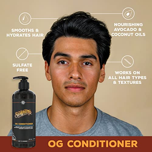 Suavecito OG Conditioner 16 oz Pump Bottle - Original Scent - Smooths & Hydrates, Nourishes & Moisturizes with Avocado and Coconut Oils - Repairs Dry Damaged Har - For All Hair Types, Sulfate Free