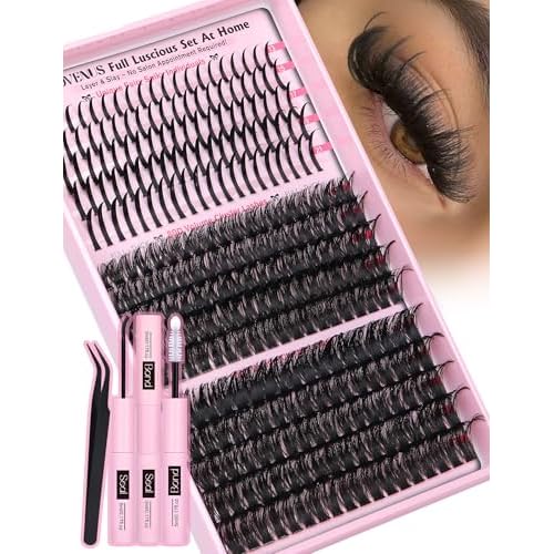 Lash Clusters Kit 13-21MM Lash Spikes Eyelash Clusters 80D 100D Thick Cluster Eyelash Extensions Kit Spiky DIY Lash Extensions Kit Individual Lashes Volume 295PCS