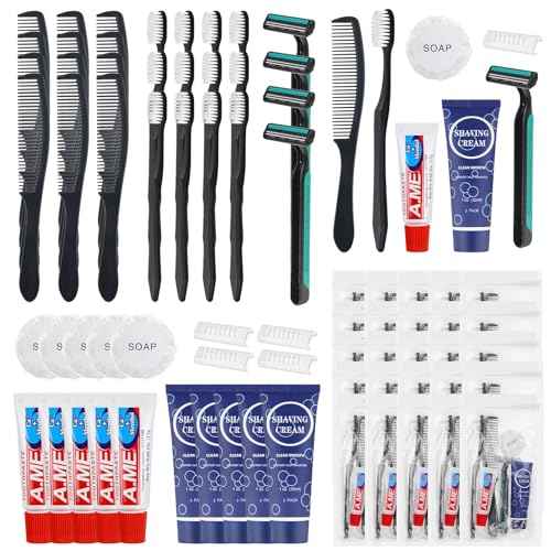 Disposable Toiletry Kits, 6 In 1 Bulk Travel Size Hygiene Care Packages,Essential Men Women Individually Wrapped Personal Toiletries Set for Hotel, Charity/Guests/Shelter/Homeless (60 Pack)