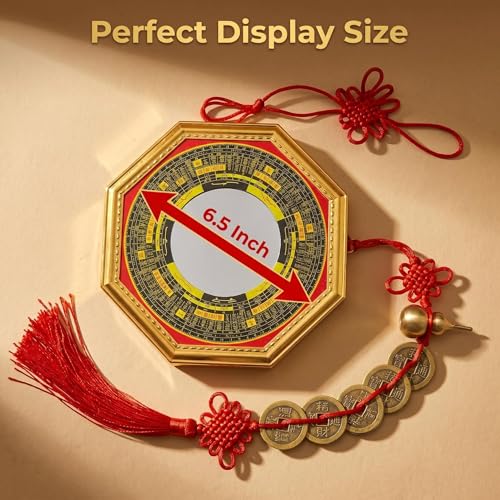 Feng Shui Bagua Mirror Set with Concave Mirror, Coins & Gourd