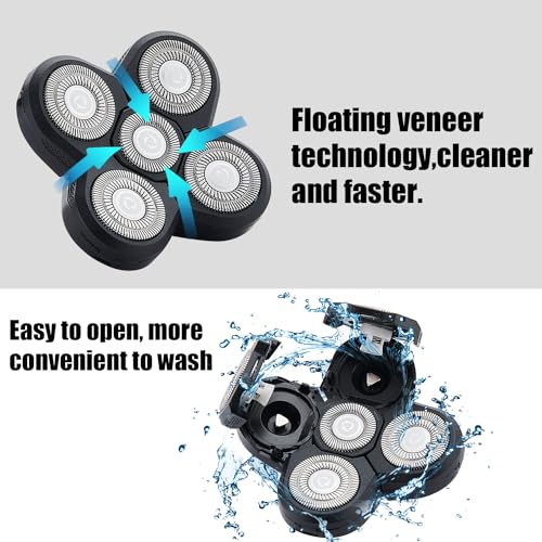 4PCS Shaver Replacement Blades,5 Head Shaver Heads for Bald Men,Head and Face Electric Razor Shaver Head