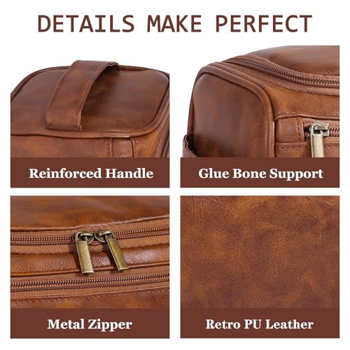 Travel Toiletry Bag for Men & Women, PU Leather Dopp Kit