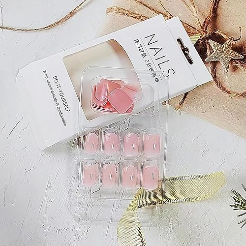 Short Square Pink Ombre Press On Nails 24 Pc Kit