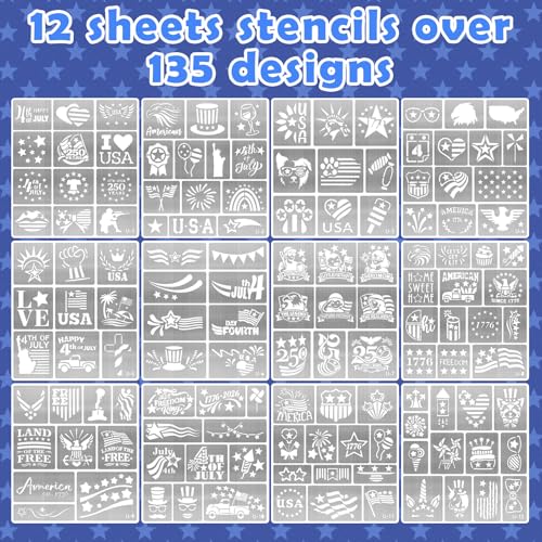 4th of July Metallic Tattoo Markers & Stencils Set