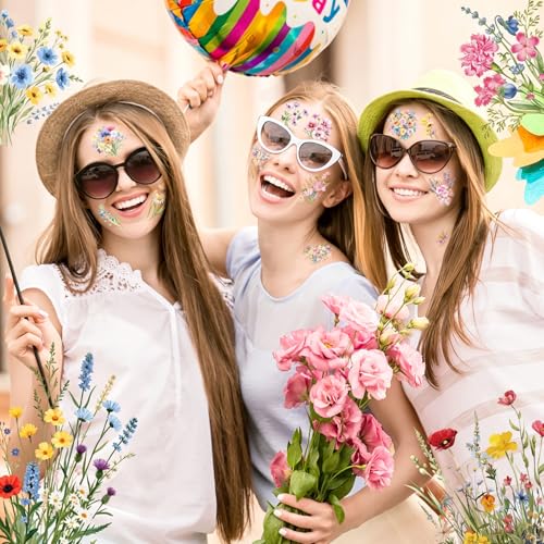 76 Wildflower Temporary Tattoos for Kids & Adults – 10 Sheets