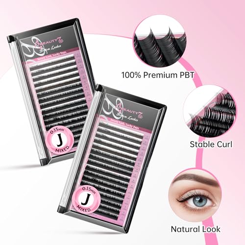Beauty7 Lower Lash Extension Tray - J Curl 0.15mm Mixed 5-7mm