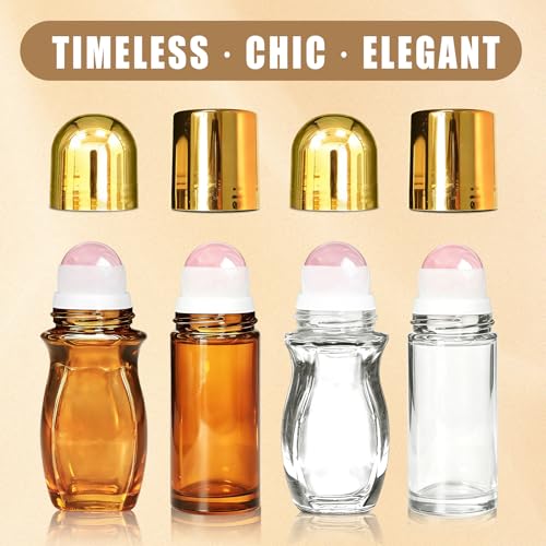 Rose Quartz Roller Bottles 50ml - 4 Pack Essential Oil
