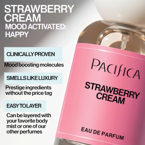 Pacifica Strawberry Cream Eau de Parfum - Long Lasting Fruity Floral Perfume, 1 fl oz