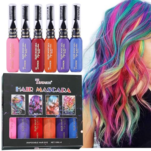 Rainbow Hair Chalk Comb Set - Washable Temporary Hair Color for Kids & Adults