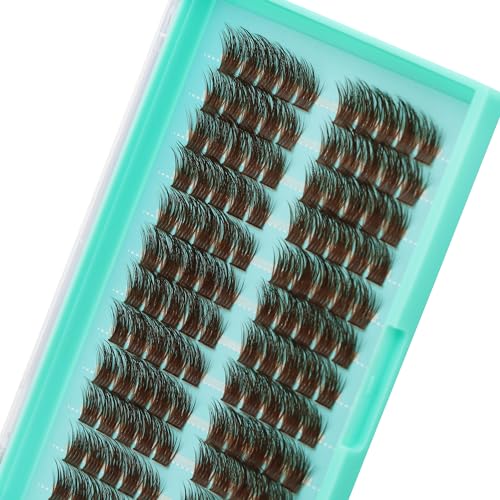 Bodermincer 120 Cluster 12mm/14mm/16mm to Choose Brown Lash Cluster Eyelash Extension Natural 3D Russian Volume Faux 3D Effect Glue Bonded Cluster Eyelashes (Y12# Brown 16mm)