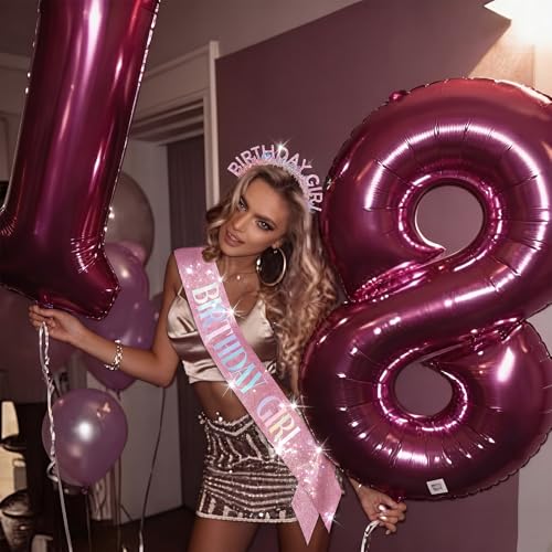 Hot Pink Birthday Girl 3-Piece Set: Crown, Sash & Glasses